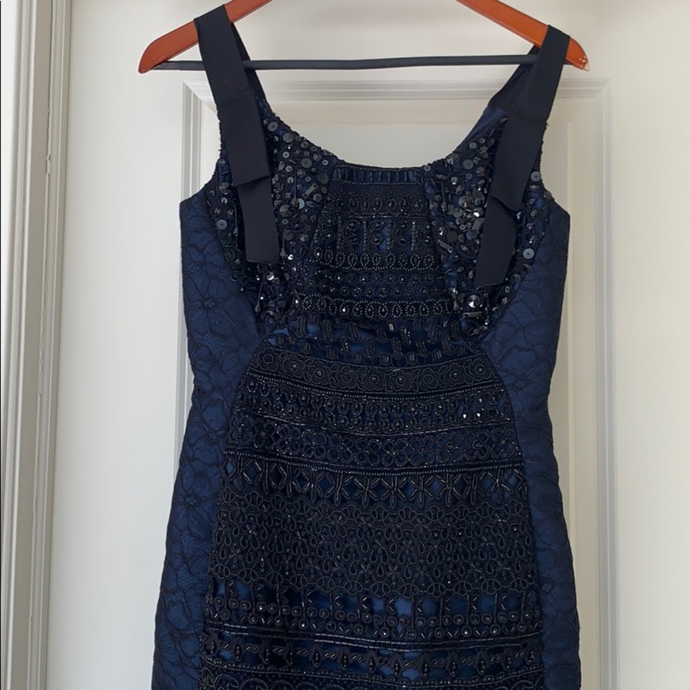 Oscar de La Renta Navy blue sequin evening dress - Picture 3 of 7